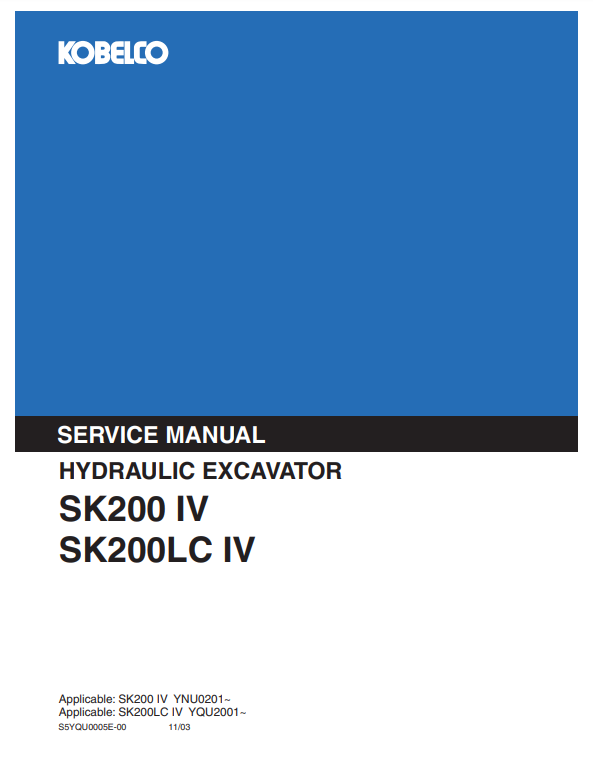 Manual de Reparación Excavadora Kobelco SK200 IV, SK200LC IV