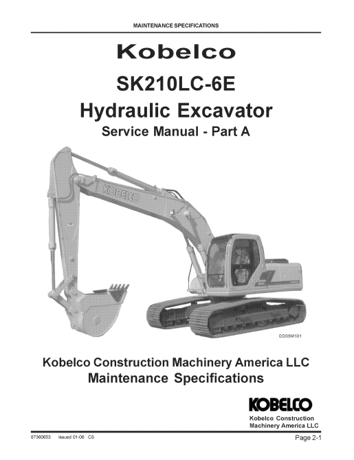 Manual de Reparación Excavadora Kobelco SK210LC-6E