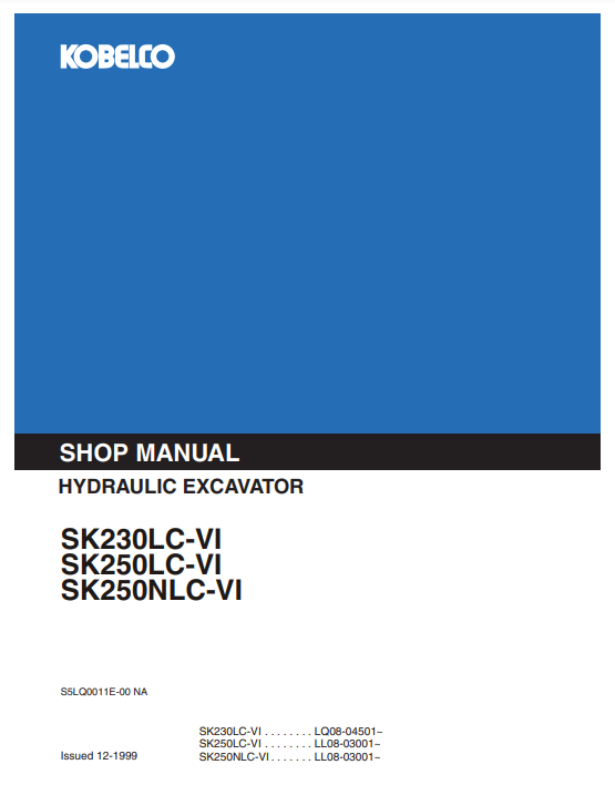 Manual de Reparación Excavadora Kobelco SK230LC-VI, SK250LC-VI, SK250NLC-VI