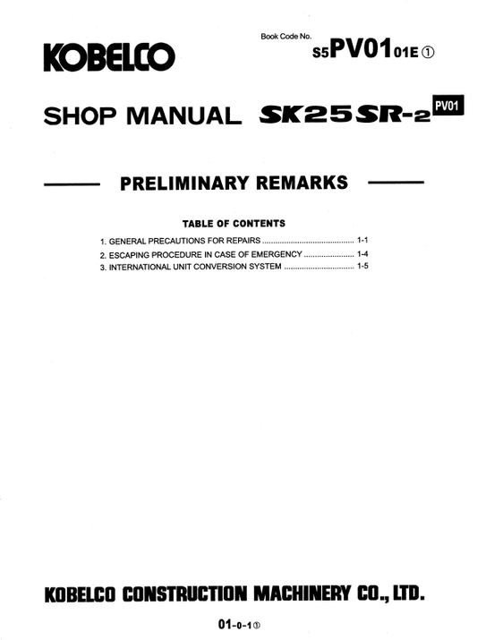 Manual de Reparación Excavadora Kobelco SK25SR-2