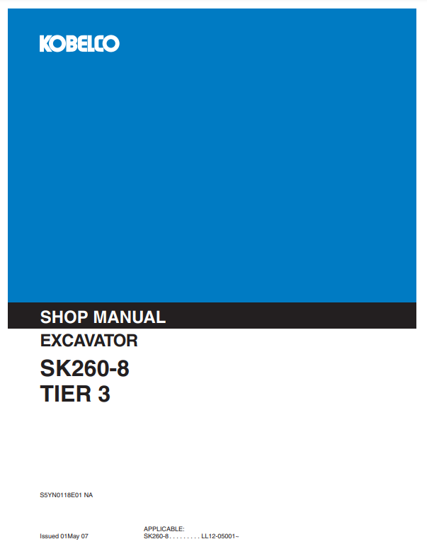 Manual de Reparación Excavadora Kobelco SK260-8 TIER 3