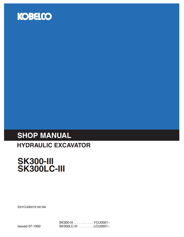 Manual de Reparación Excavadora Kobelco SK300-III, SK300LC-III