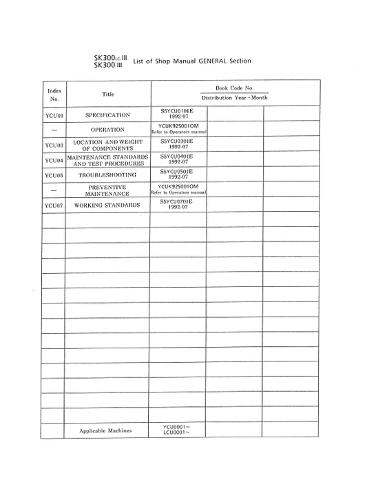 Manual de Reparación Excavadora Kobelco SK300-III, SK300LC-III