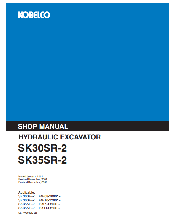 Manual de Reparación Excavadora Kobelco SK30SR-2 , SK35SR-2