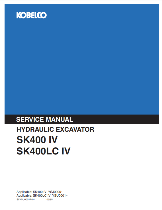 Manual de Reparación Excavadora Kobelco SK400 IV, SK400LC IV