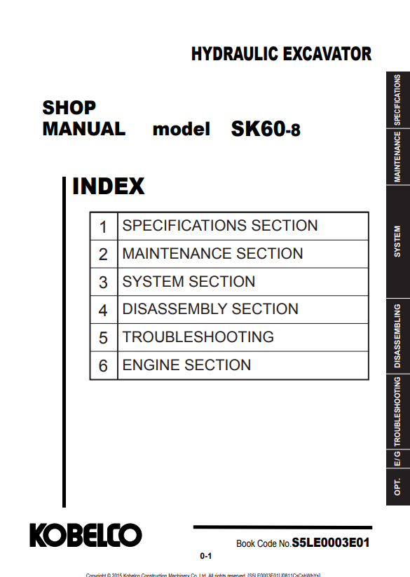 Manual de Reparación Excavadora Kobelco SK60-8