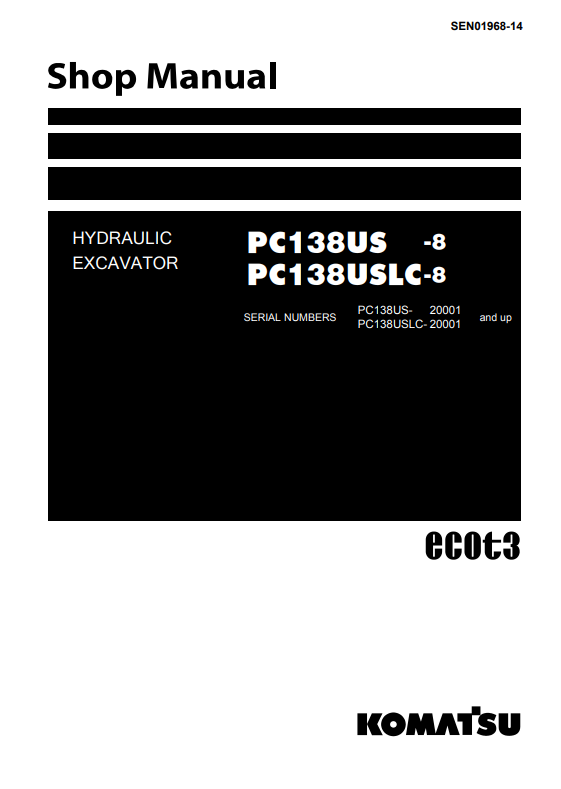 Manual de Reparación Excavadora Komatsu PC138US-8 , PC138USLC-8