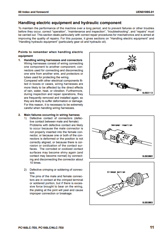 Manual de Reparación Excavadora Komatsu PC160LC-7E0, PC180LC-7E0, PC180NLC-7E0