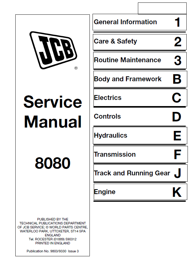 Manual de Reparación Excavadora Midi JCB 8080