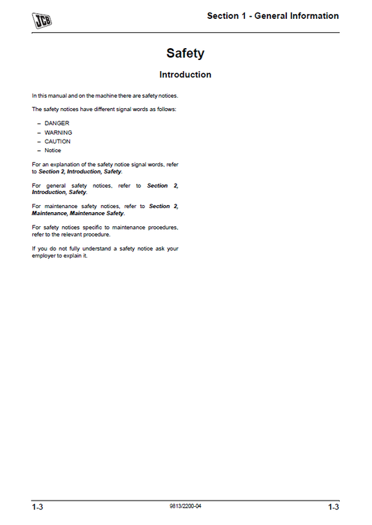 Manual de Servicios Excavadora sobre Orugas JCB JS 100 T4i