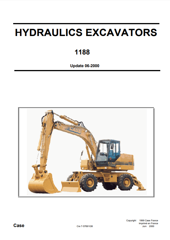 Manual de Reparación Excavadora sobre Ruedas y Excavadora sobre Orugas Case 1188