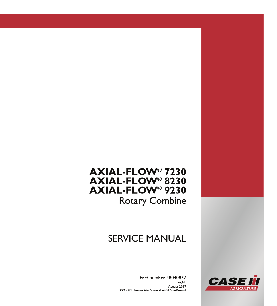 Manual de Reparacion Flujo Axial Cosechadora Case 7230, Axial Flow 8230, Axial Flow 9230