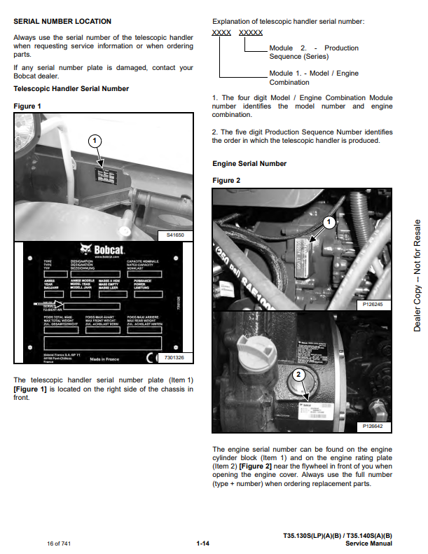 Manual de Reparación Manipulador Telescopico Bobcat T35.130SA, T35.130SLPA, T35.140SA, T35.130SB, T35.130SLPB, T35.140SB