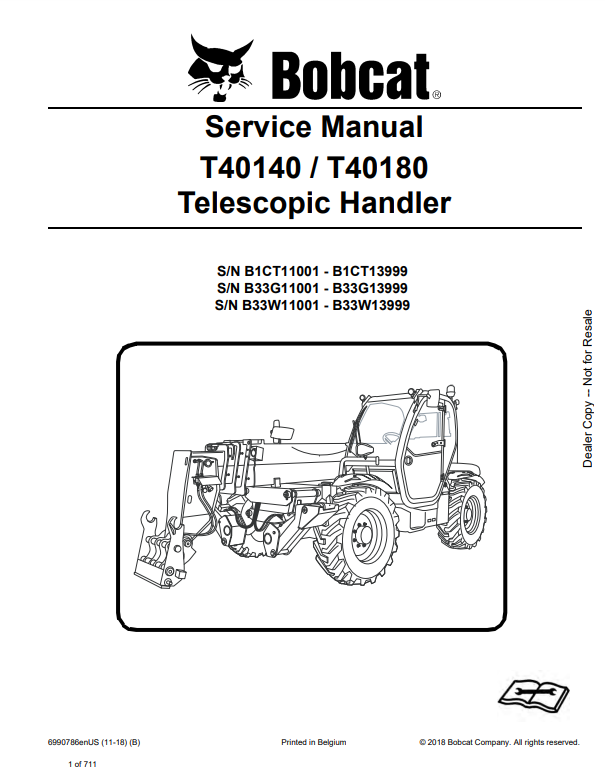 Manual de Reparación Manipulador Telescopico Bobcat T40140, T40180