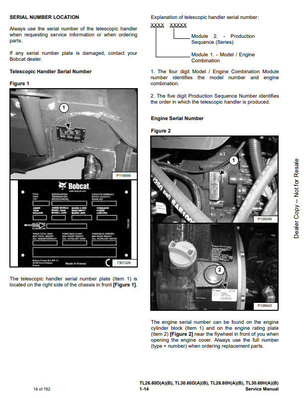 Manual de Reparación Manipulador Telescopico Bobcat TL30.60DB, TL26.60DB, TL30.60HB, TL26.60HB