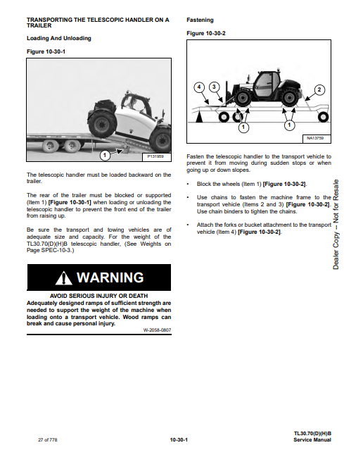 Manual de Reparación Manipulador Telescopico Bobcat TL34.65C, TL34.65XC, TL35.70, TL38.70, TL38.70X
