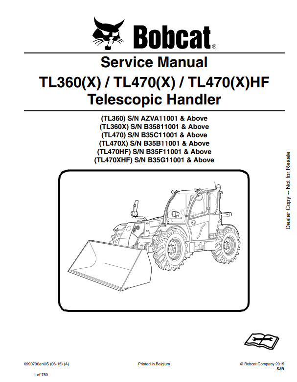 Manual de Reparación Manipulador Telescopico Bobcat TL360(X) TL470(X) TL470(X)HF