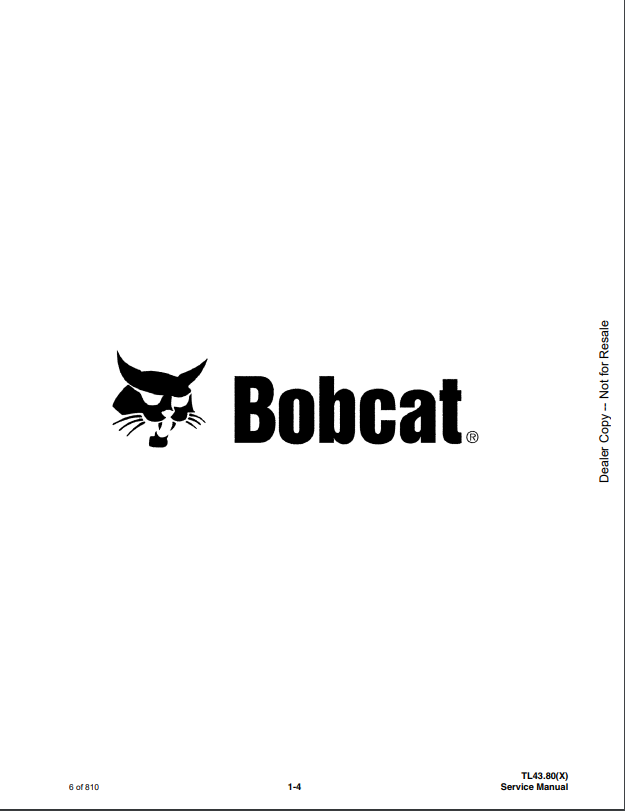 Manual de Reparación Manipulador Telescopico Bobcat TL43.80, TL43.80X, TL43.80X2