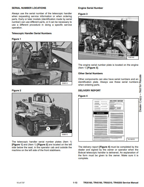 Manual de Reparación Manipulador Telescopico Bobcat TR35160, TR45190, TR50210, TR40250