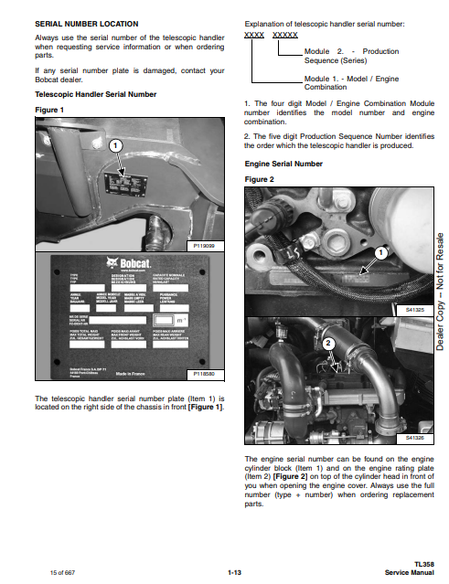 Manual de Reparación Manipulador Telescopico Bobcat serie TL358