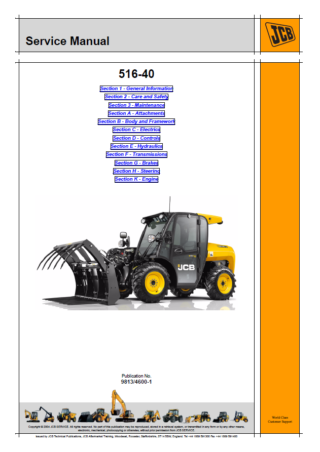 Manual de Reparación Manipulador Telescopico JCB 516-40