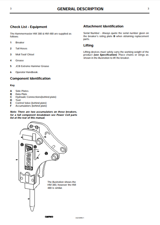 Manual de Reparación Martillo JCB Hammermaster HM 2180 HM 1180 HM 480 HM 380