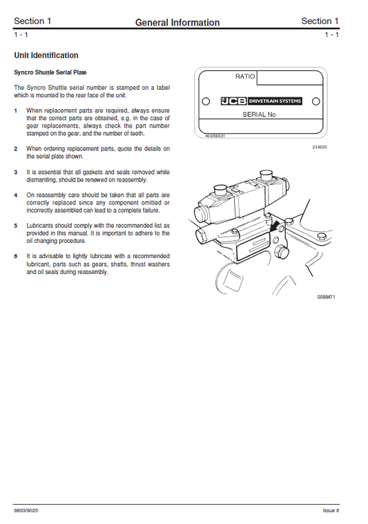 Manual de Reparación Mincargador JCB SS600