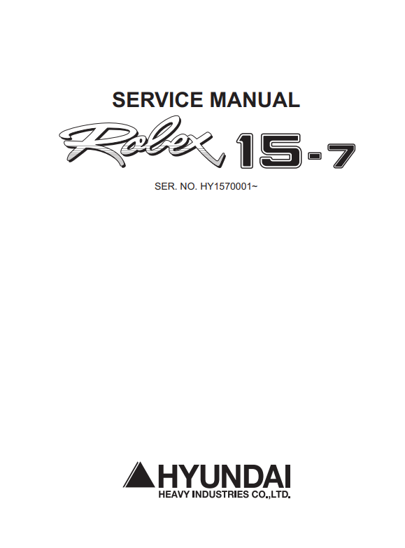 Manual de Reparación Mini Excavadora Hyundai R15-7