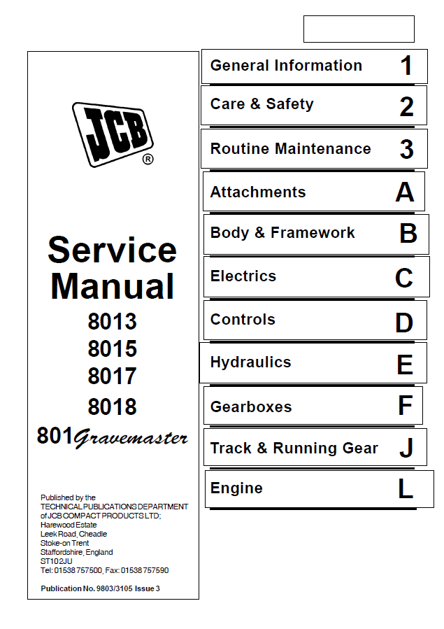 Manual de Reparación Mini Excavadora JCB 8013 8015 8017 8018