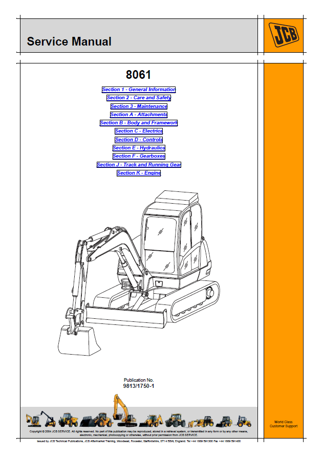 Manual de Reparación Mini Excavadora JCB 8061