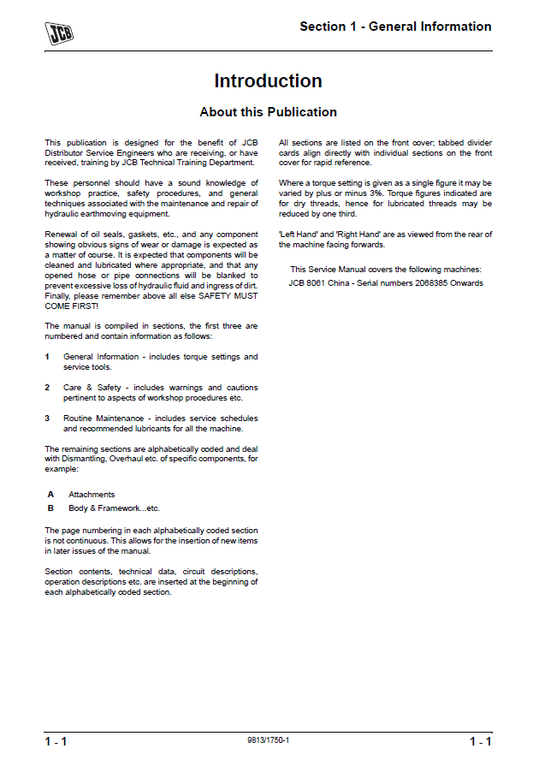 Manual de Reparación Mini Excavadora JCB 8061