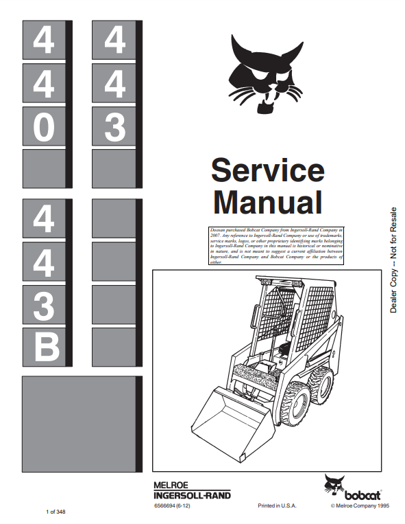 Manual de Reparación Minicargador Bobcat 440, 443. 443B