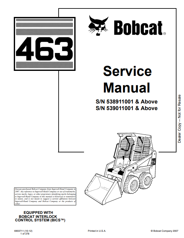 Manual de Reparación Minicargador Bobcat 463