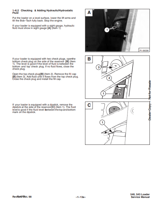 Manual de Reparación Minicargador Bobcat 540, 543, 543B