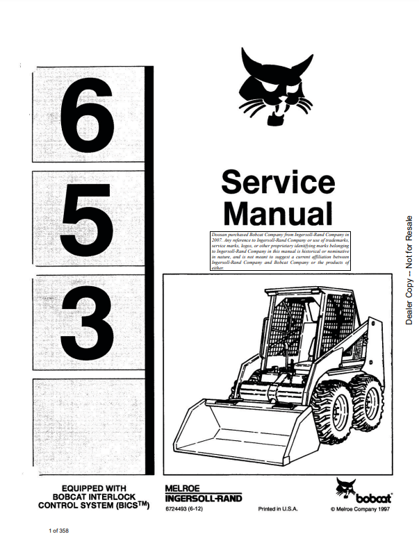 Manual de Reparación Minicargador Bobcat 653