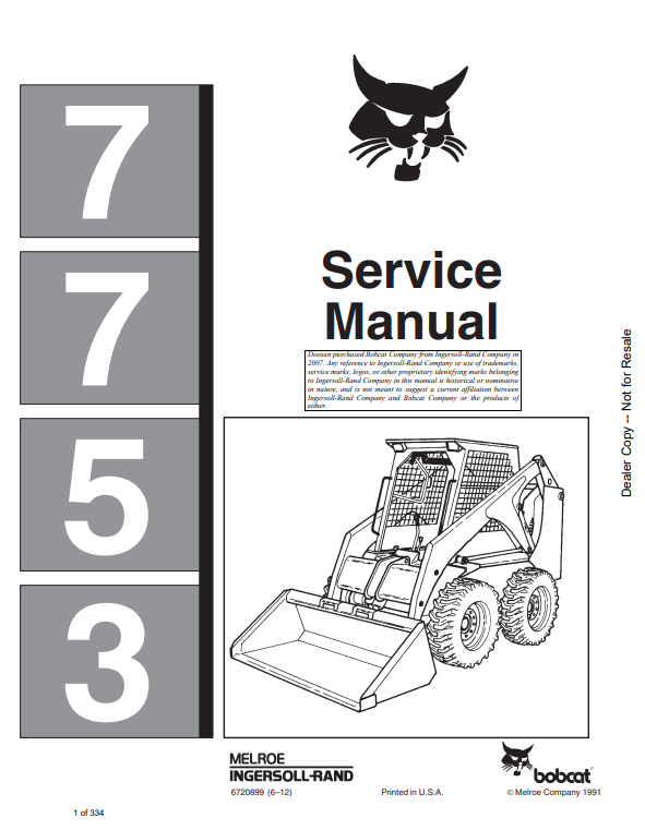 Manual de Reparación Minicargador Bobcat 7753