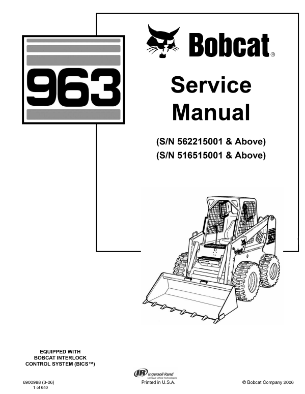 Manual de Reparación Minicargador Bobcat 963