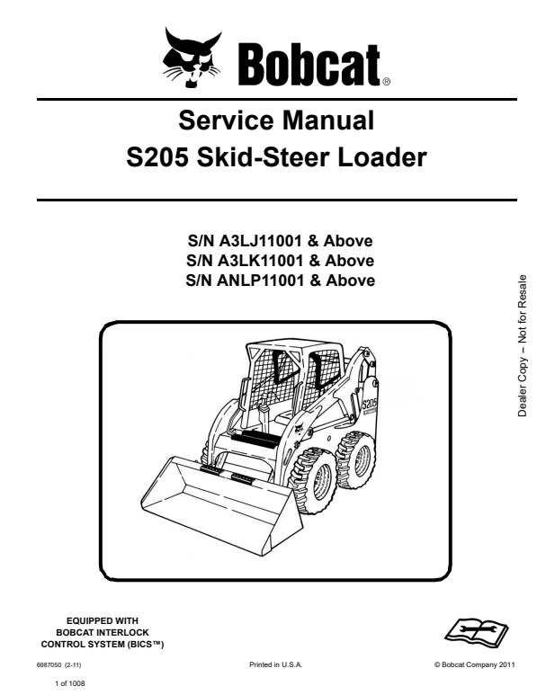 Manual de Reparación Minicargador Bobcat S205