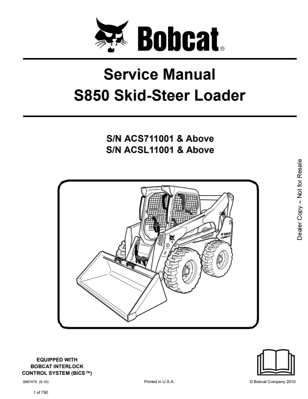Manual de Reparación Minicargador Bobcat S850