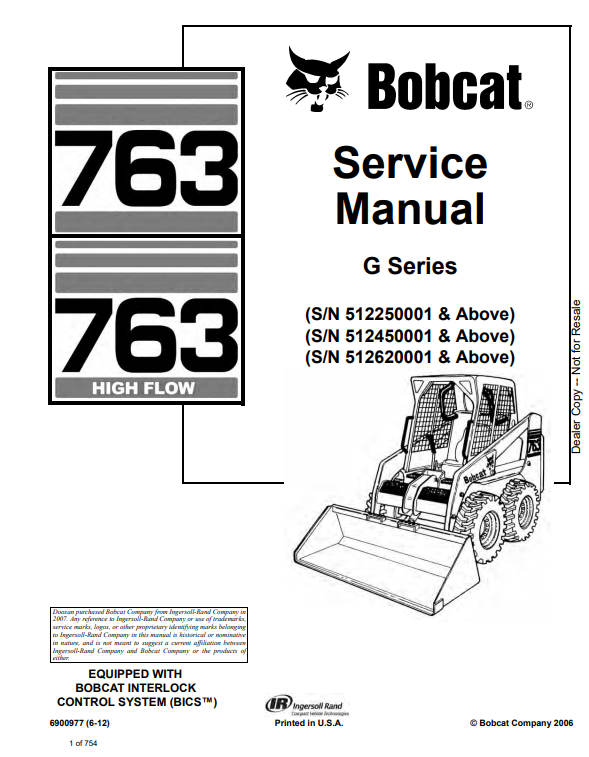 Manual de Reparación Minicargador Bobcat 763