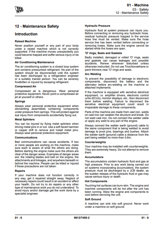 Manual de Reparación Minicargador JCB 225T, 250, 250T, 260, 260T, 270, 270T, 280, 300, 300T, 320T, 325T, 330