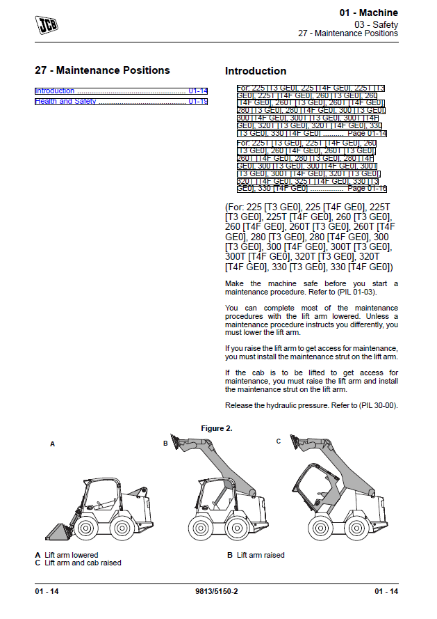 Manual de Reparación Minicargador JCB 225, 225T, 260, 260T, 280, 300, 300T, 320T, 325T, 330