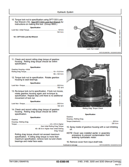 Manual de Reparación Minicargador John Deere 318D, 319D, 320D, 323D