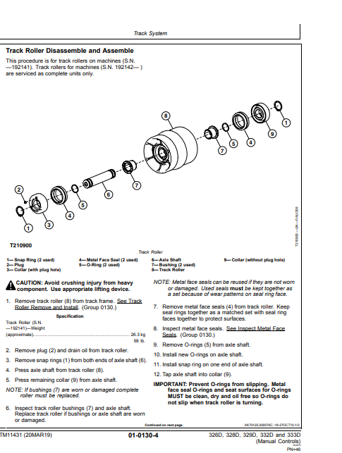 Manual de Reparación Minicargador John Deere 326D, 328D, 329D, 332D, 333D