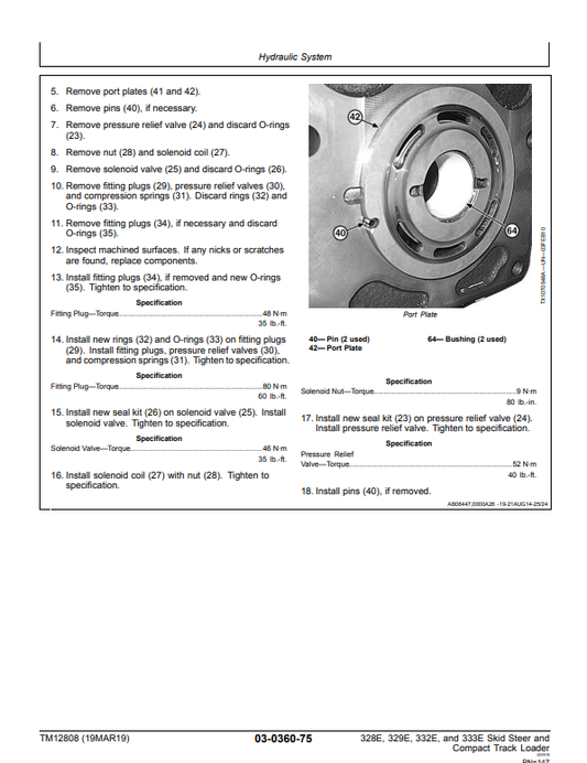 Manual de Reparación Minicargador John Deere 328E, 329E, 332E, 333E