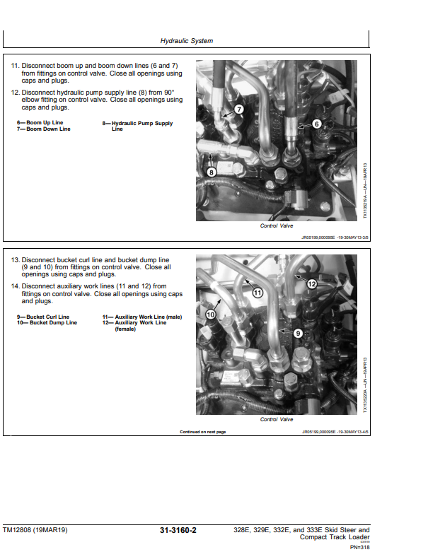 Manual de Reparación Minicargador John Deere 328E, 329E, 332E, 333E