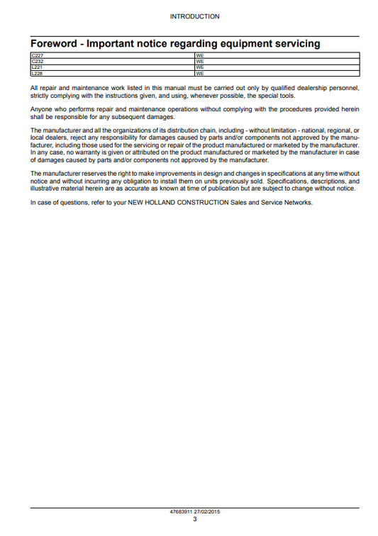 Manual de Reparación Minicargador New Holland L221, L228, C227, C232