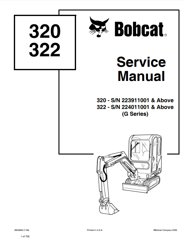 Manual de Reparación Miniexcavadora Bobcat 320, 322