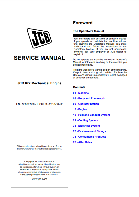 Manual de Reparación Motor Mecánico JCB 672