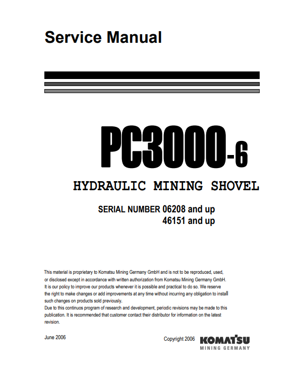 Manual de Reparación Pala Minera Komatsu PC3000-6